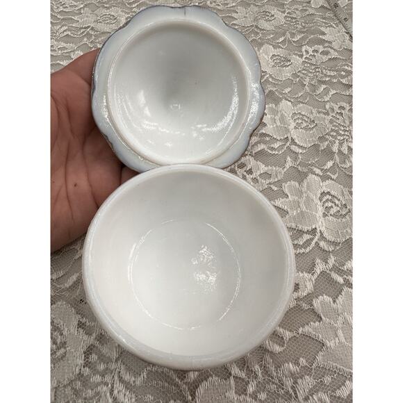 Vintage Trinket Hollywood GOLD GILT Floral Fleur Covered Vanity Bowl Handpaint - Picture 9 of 10